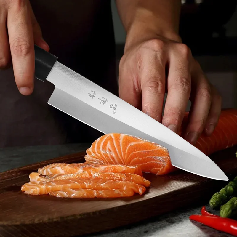 BIGSUNNY 2 Pcs Sushi Chef Knife Set 9Sashimi & 5Utility Knife Rose Wood  Handle