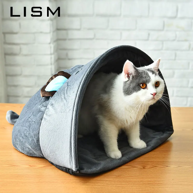 

Pet Cat Tent Bed House Kennel Winter Warm Nest Soft Cozy Foldable Sleeping Pad Animal Puppy Leopard Print Cave Mat Nest Products