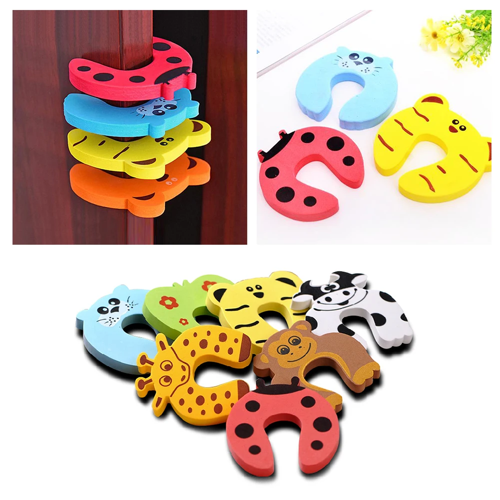 

2 Pcs New Anti-Jacket Door Stops Safety Supplies Cartoon Security Door Card Anti-Clips To Prevent Baby Pinch Finger Door Files