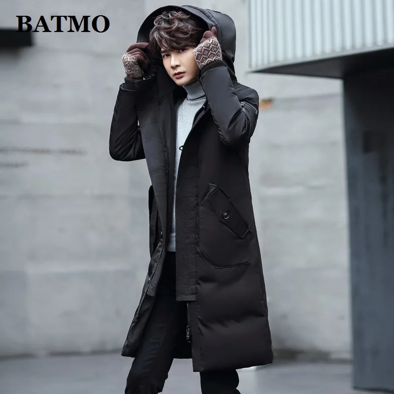 BATMO Новое поступление Зима Высокое качество 80% белый утиный пух с капюшоном куртки мужские, мужские зимние пуховики 61811