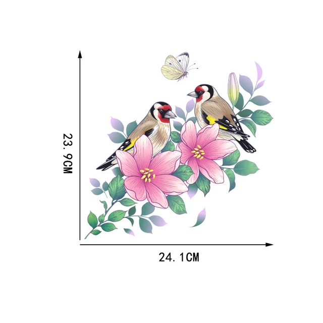 Zttzdy 24,1 Cm × 23,9 Goldfinch Virágos Ág Hálószoba Dekoráció Fali Matricák Klasszikus Wc-Matricák T2-1044 - Image 5