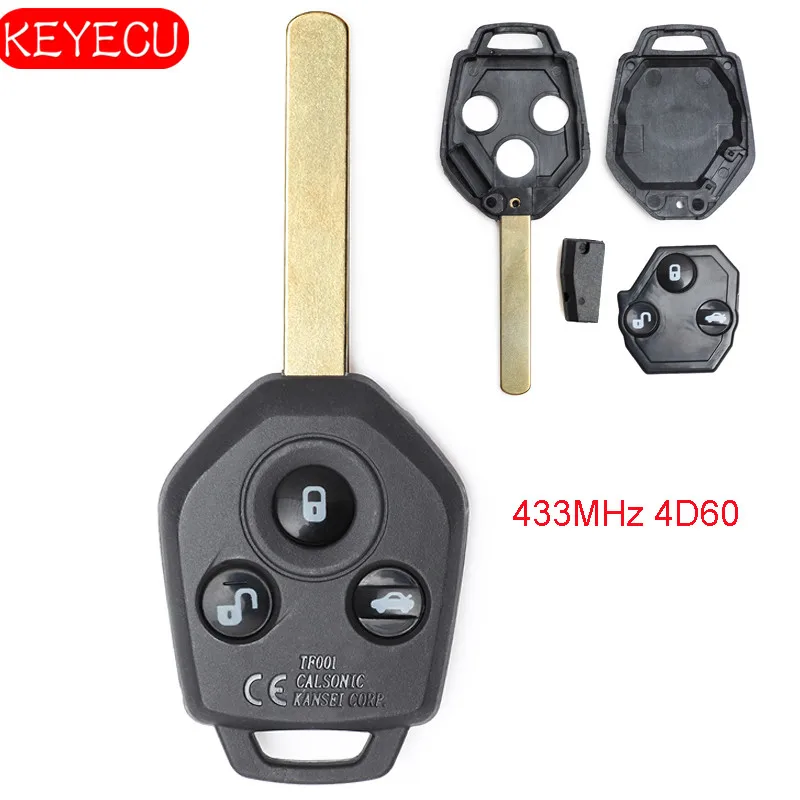 KEYECU 433 МГц 4D60 дистанционный Автомобильный ключ 3 кнопки для Subaru Outback Forester 2011-2012