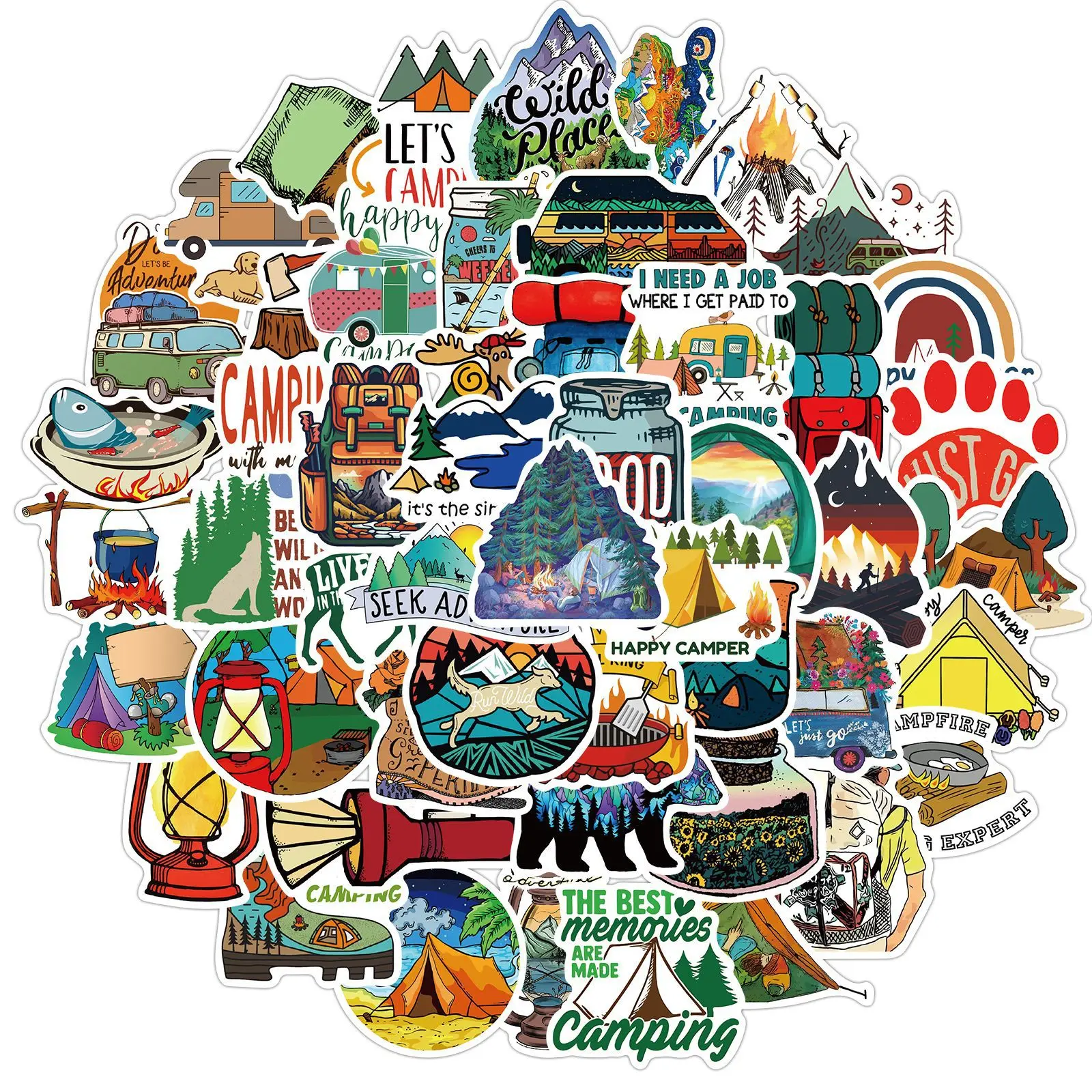 

10/30/50pcs NEW Camping Travel Stickers Wilderness Adventure Outdoor Landscape Waterproof Decal Sticker Laptop Bike Car Suitcase