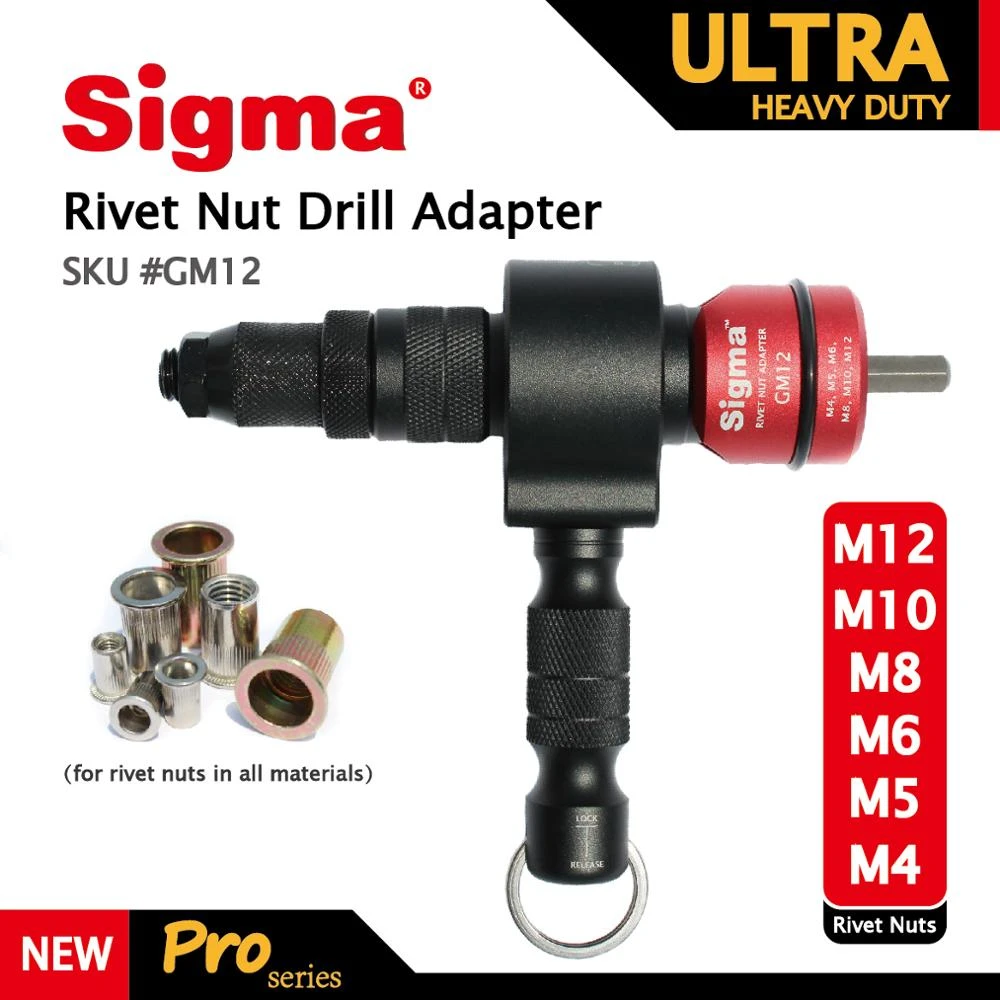 Sigma gm12 Ultra Heavy Duty Rivet Nut Drill Adapter Cordless Or