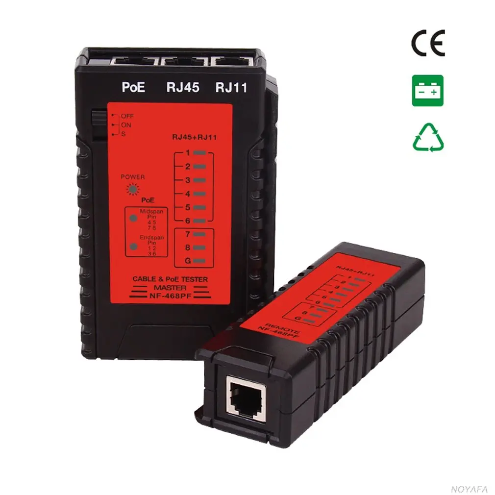 

NF-468PF Cable Continuity Tester POE Tester Check RJ11 & RJ45 Cable Quick Detector Automatic Tester For Continuity