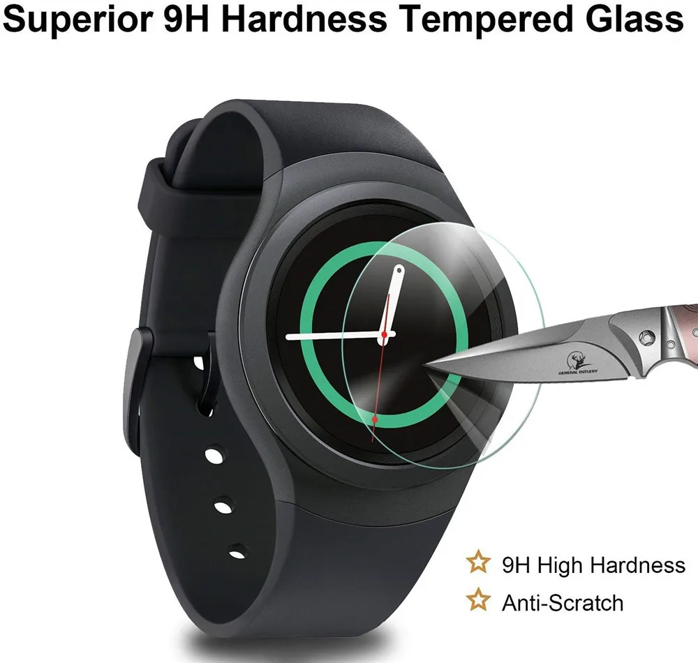 

Protective cover Tempered Glass Screen Protector Film On For Samsung Gear S2 SM-R720 SM R720 Smart Glass 9H LTE 2.5D Round Edge