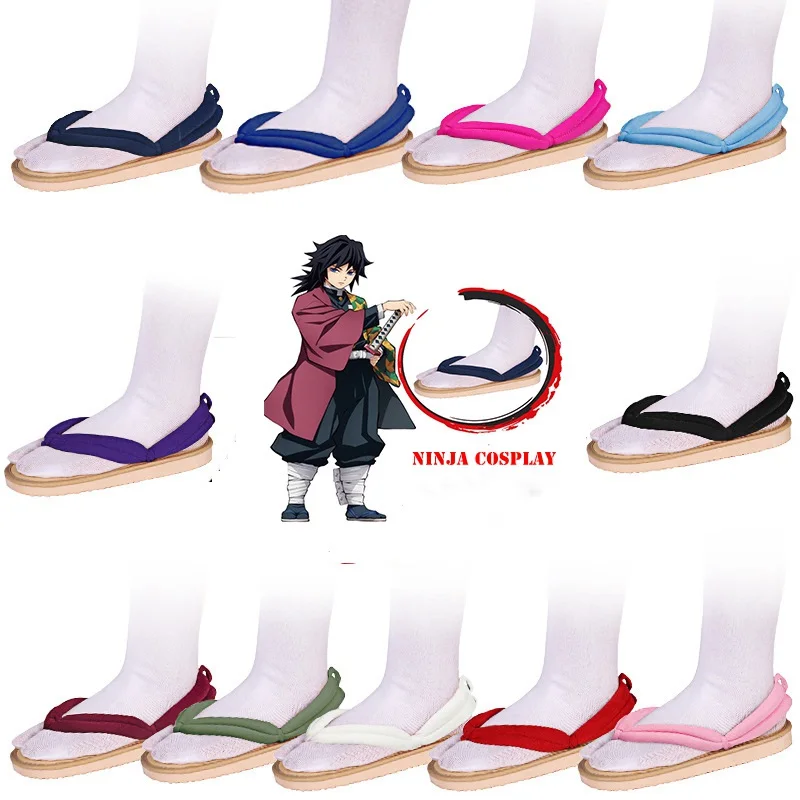 

Japanese Ninja Shoes With Socks Anime Cosplay Costumes Kimono Geta Flip-Flops Sandals Men & Women Unisex Flat Slippers Clogs