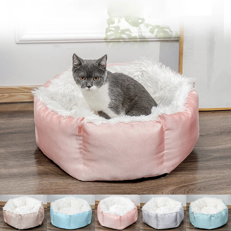 

HptYfd Pet Cats Lounger Soft Mat Winter Warm Plush Dog Sleeping Bed Non-slip Breathable Kennel Removable Pet Supplies