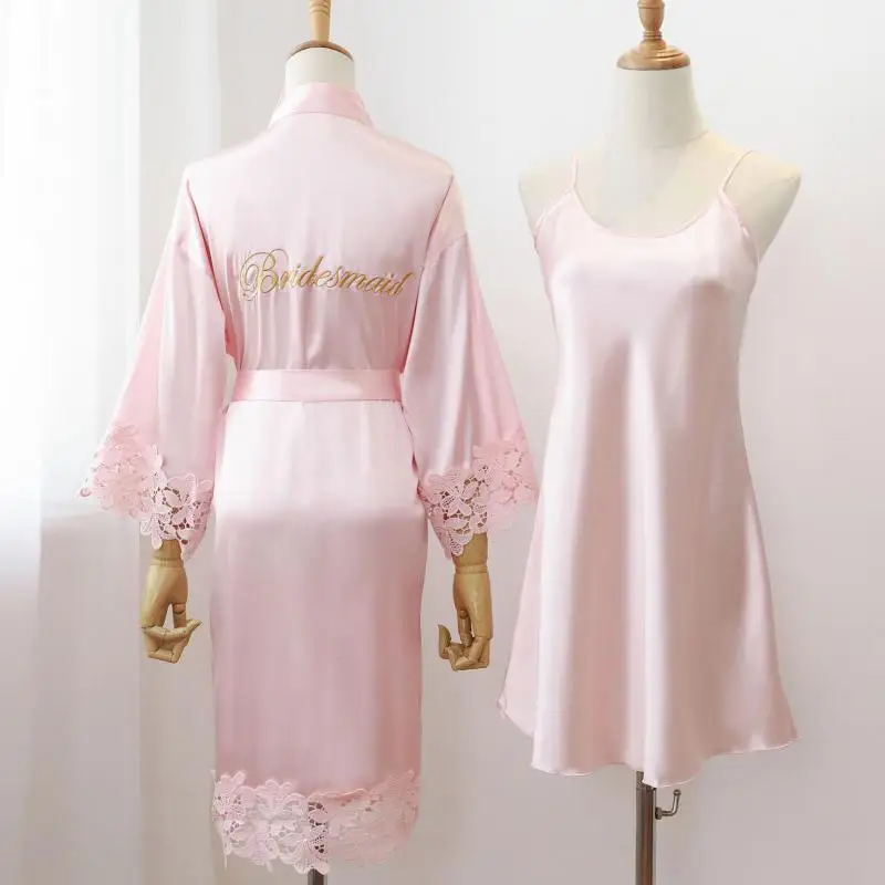 Women Sexy Home Dressing Gown Lingerie Bride Wedding Robe Set Nightwear Sleepwear Kimono Bathrobe