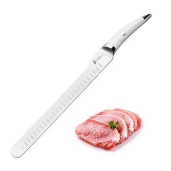 

TUO Cutlery Carving Slicing Knife - Japanese HC Stainless Steel Kitchen Slicer Knife with Non-slip Ergonomic White Handle - 12''