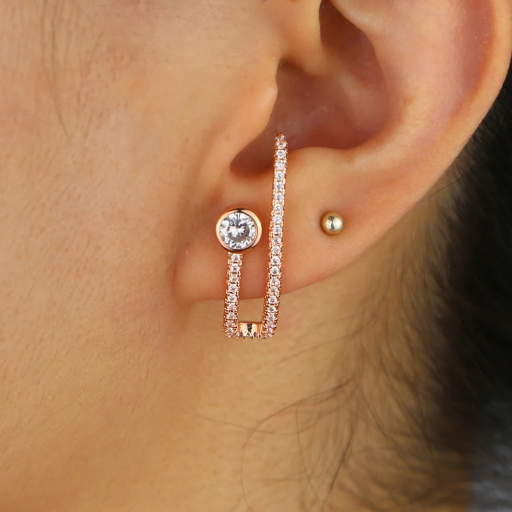 Длинный бар простой дизайн с одним камнем cz геометрический бар серьги-гвоздики Модные женские подарок минимальное нежные классические серьги-Стержни Серьги