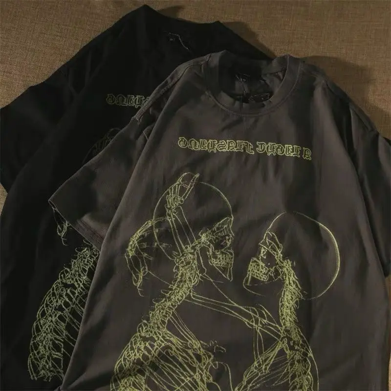 Футболка в стиле Харадзюку винтажная оверсайз футболка с рисунком поврежденных
