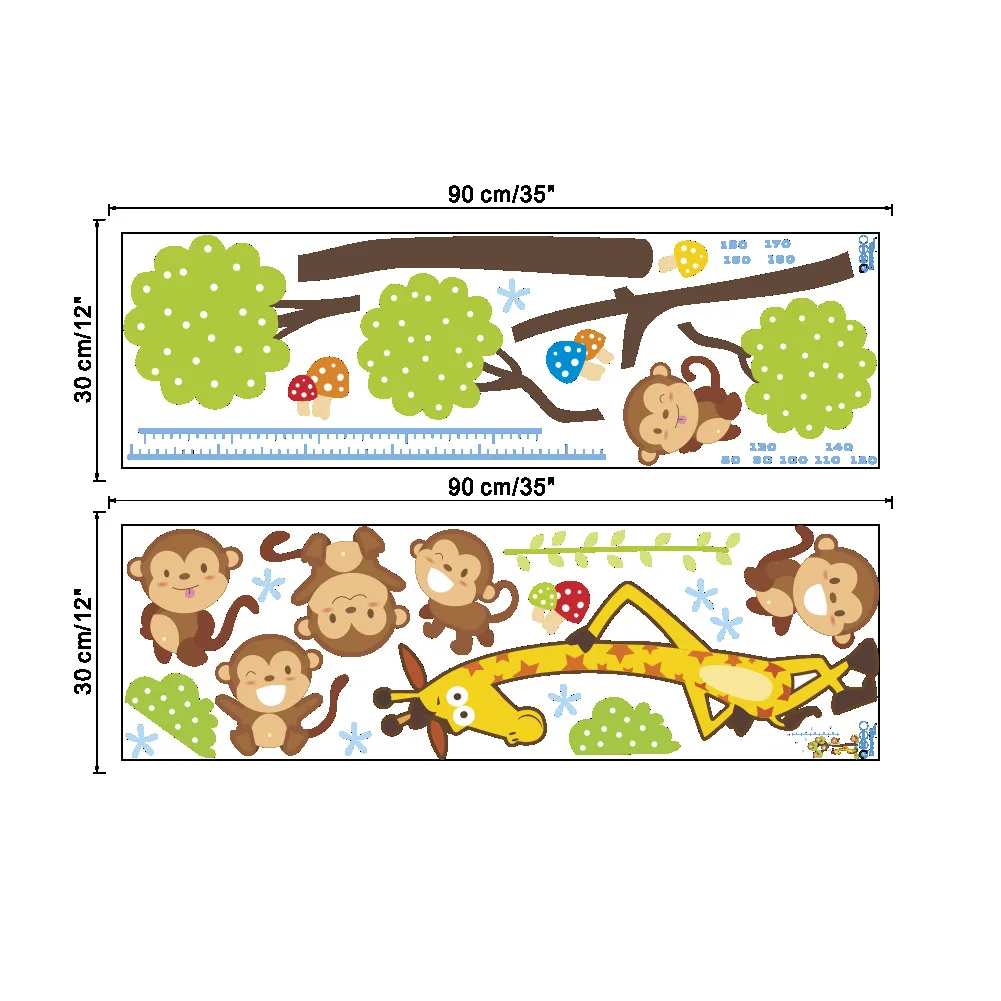 ZY932 Monkey Giraffe Tree Height Stickers Wall Stickers CHILDREN'S Room Kindergarten Decoration Bedroom Wall bi tie zhi