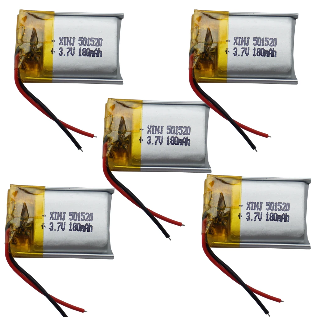 XINJ 3,7 V 180 mAh 501520 Batterie au Lithium polymère Li, cellule Lipo pour bricolage, lecteur de musique MP3 MP4, GPS Sat Nav, caméra de voiture, montre intelligente