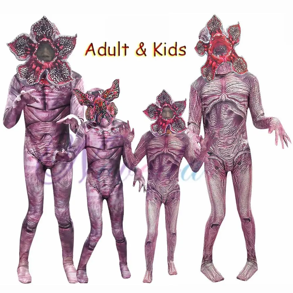 

New Halloween Costume For Kids Adult Stranger Things Man-Eater Flower Scary Fortress Cosplay Carnival Party Creepy Clothes Mask