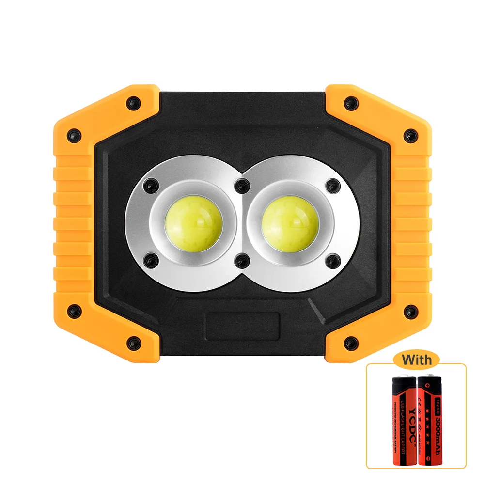 2x18650 battery Портативный COB Светодиодный прожектор Наружная Рабочая лампа для кемпинга Рыбалка ремонт фонарика автомобиля ультра яркий светодиодный 18650/AA/на солнечных батареях - Испускаемый цвет: 2x18650 battery