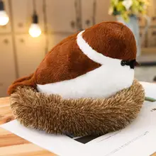 

Realistic Sparrow Bird Nesting Plush Stuffed Model Cushion Sofa Bed Decor Plush Baby Toys Pendant Toys Girl Kids Birthday Gift