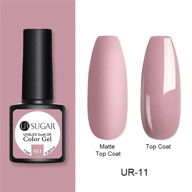 Ur Sugar, 7,5 мл, Розовый матовый УФ-гель для ногтей, чистый цвет, матовое верхнее покрытие, не впитывается, Гель-лак для ногтей, маникюрный лак, основа, сделай сам - Цвет: UR-11
