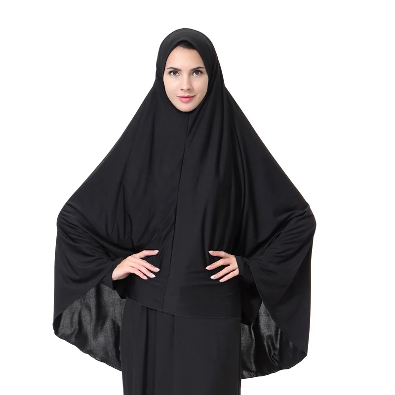 Black Funklouz мусульманский длинный хиджаб шифон Niqab Burqa тюрбан исламский петля шарф женский платок молитва одежда - Цвет: Black