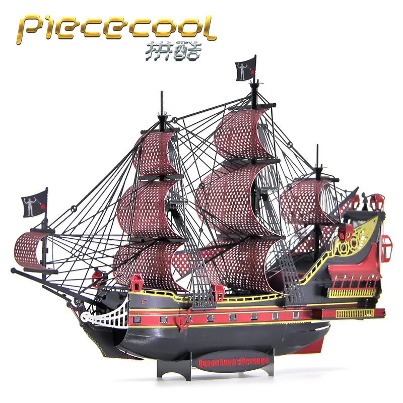 

Piececool All-Metal Glue-free DIY Assembled Model Caribbean Pirate Ship Color Queen Anne's Revenge