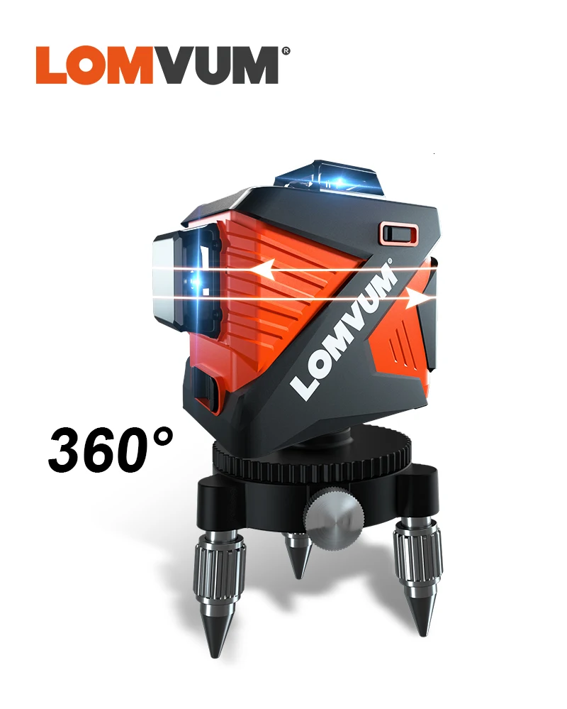 LOMVUM 3D лазерный уровень 12 линий 360 вертикальный горизонтальный зеленый светильник Настенный штатив