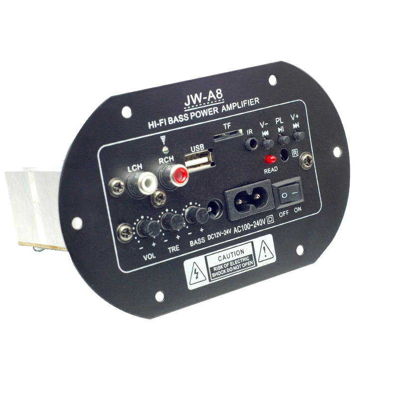 

JW-A8 100~200W Home Audio Car Amplifier 12V24V220V Fever Class Subwoofer Power Amplifier Board Card USB Remote Control