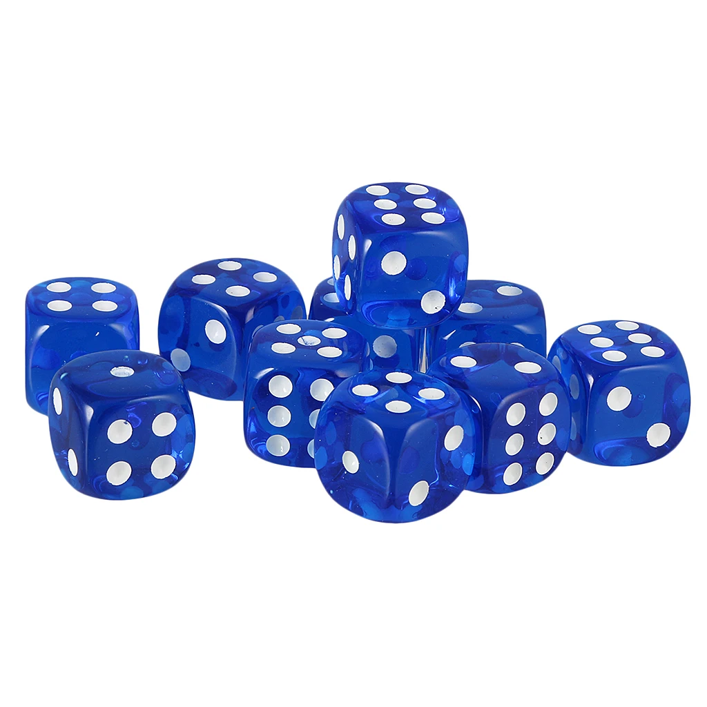 [Lot Of 20pcs] 16mm Poly D6 Dice Games Acrylic For Dungeons Dragons MTG RPG Role Playing (Blue + Red)
