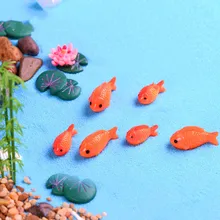 2 pièces Miniature poisson & Lotus Figurine décor fée jardin maison de poupée ornement décoration pour la maison bricolage accessoires outils fournitures Figurine(China)