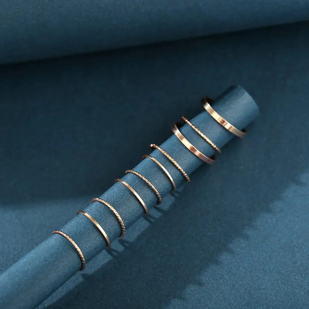 10PCS/Set Fashion Vintage Minimalism Alloy Metal Rings