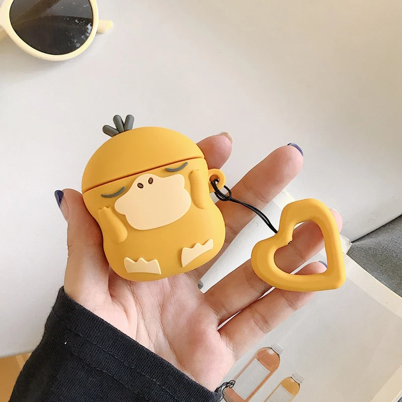 

Ring Strap for AirPods 2 Wireless Charging Box Cases Headphone Cover 3D Duck Silicone Earphone Case For AirPods 1 2 Headset Bags