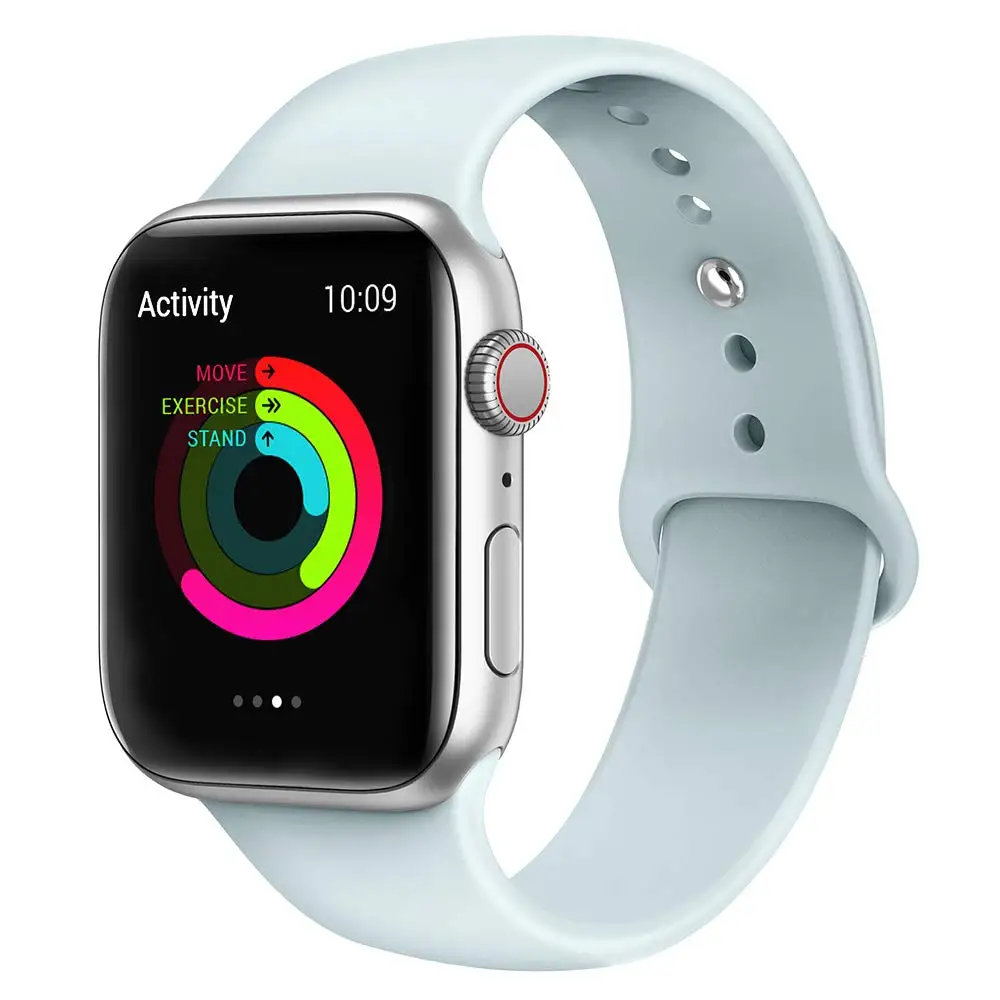 Turquoise Силиконовый ремешок для Apple Watch, ремешок 40 мм, 44 мм, серия 5, 4, резиновый спортивный браслет, ремешок для Apple watch 38 мм, 42 мм, серия 3, 2, 1 - Цвет ремешка: Turquoise