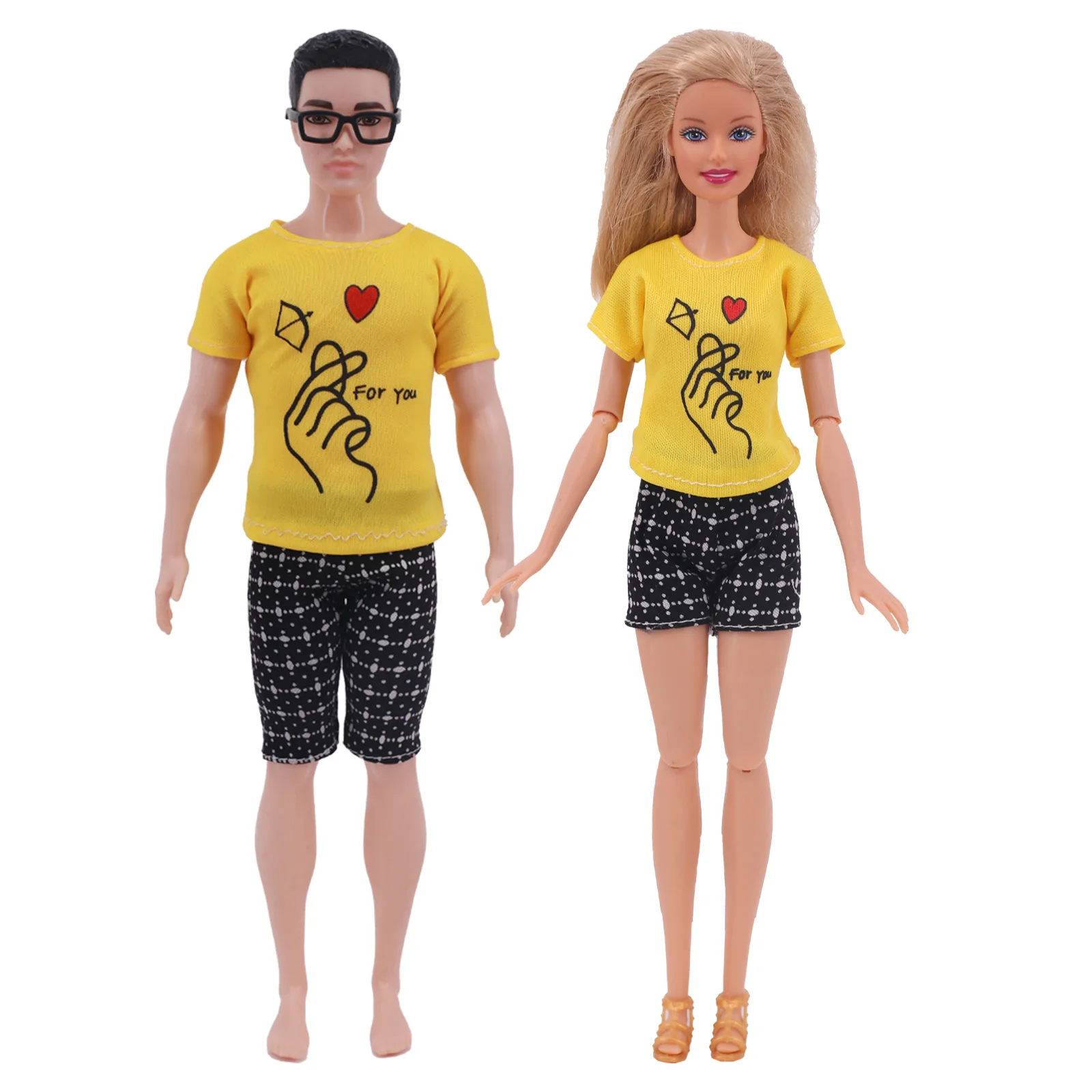 Barbie Doll Clothes Doll Clothes Accessories Doll Clothes Doll Accessories 2pcs Couple Outfit Doll Clothes Dress Shirt Denim Grid Skirt Daily Casual Wear For Ken&Barbis