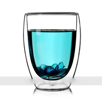 

Set of 2-classical home morning water glass double walled insulated office water juice glass cup GLA-1618