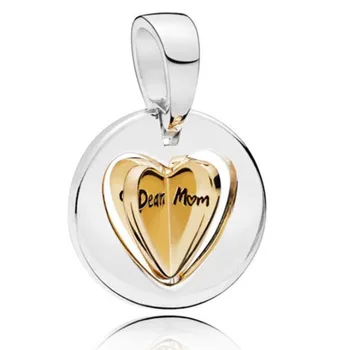 

100% 925 Sterling Silver Charm New Mother's Heart Spinning Love Pendant Fit Pandora Women Bracelet & Necklace Diy Jewelry