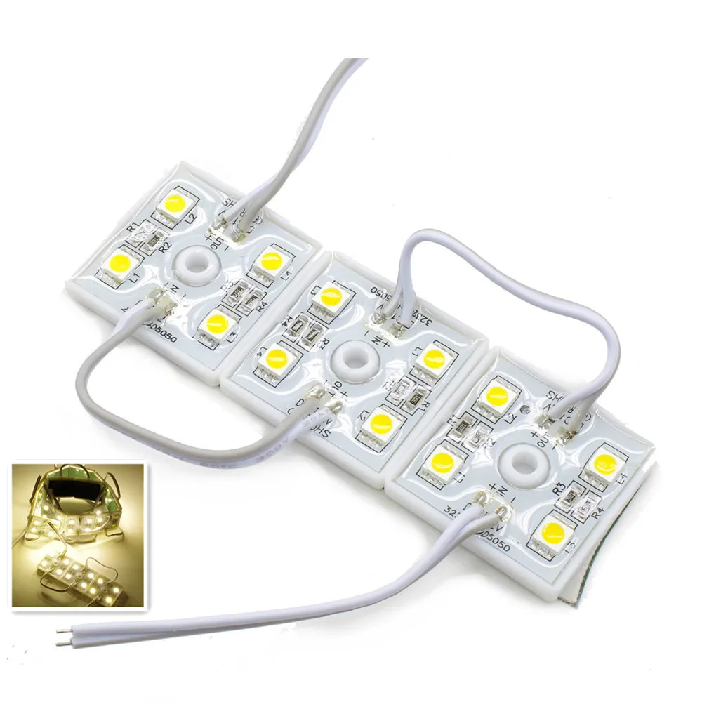 100pcs IP65 Waterproof LED Modules DC12V 5050 4 White/Warm White for Signs Advertisements | Лампы и освещение