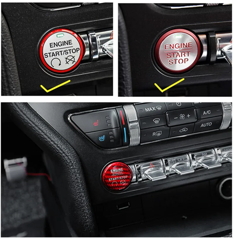 Углеродное волокно двигатель старт/стоп зажигания брелок подходит для Ford Mustang