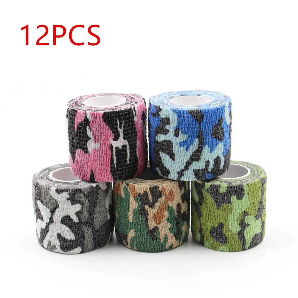 12PCS Camouflage Tattoo Grip Bandage Disposable Self Adhesive Mix Color