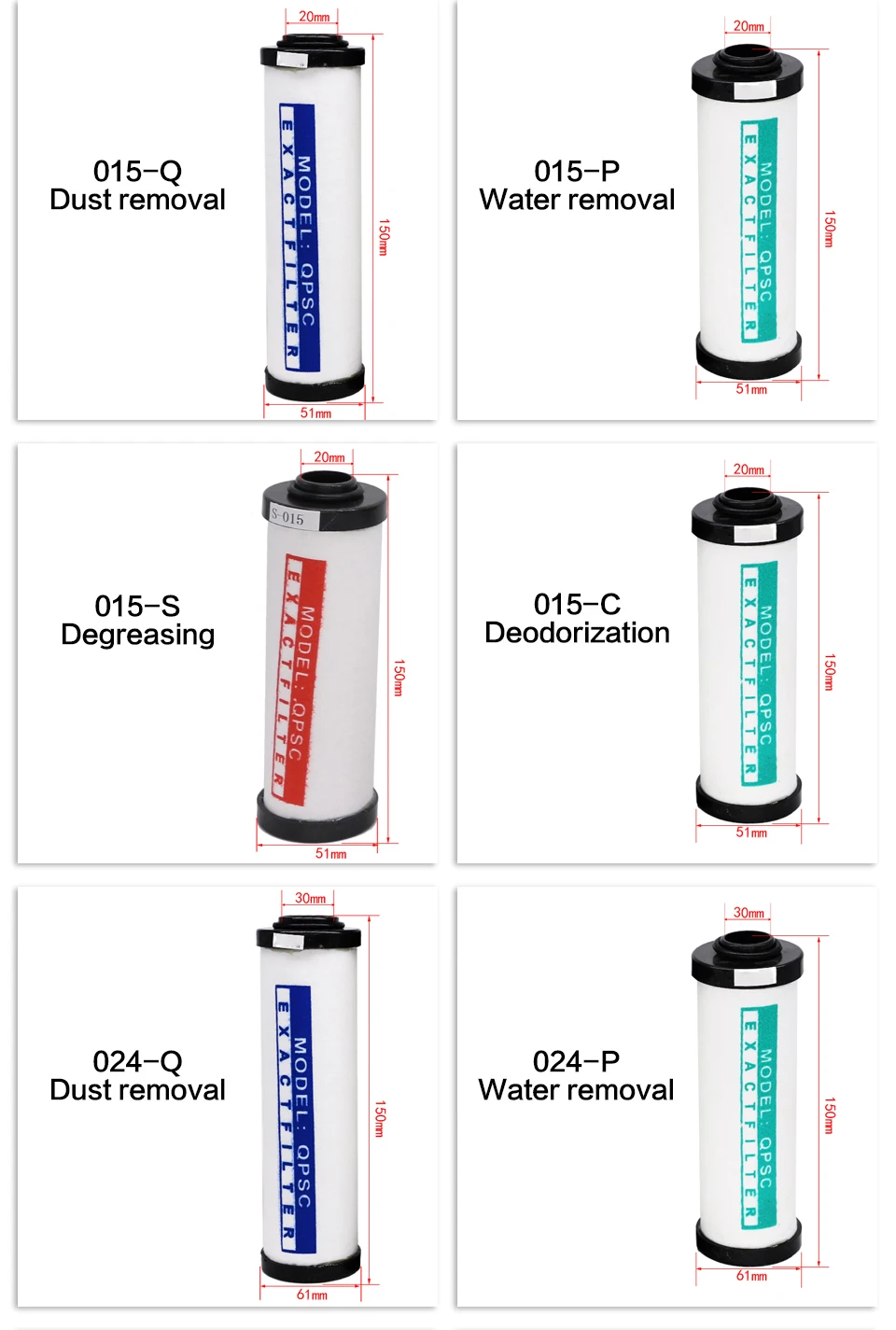 Comprimido Air Precision Filter Element, Q015 Compressor