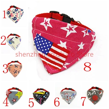 

100pcs/lot 2017 New design Mix 8Colors Adjustable New Dog Puppy Pet bandanas 100%Cotton Pet tie size S M l xl