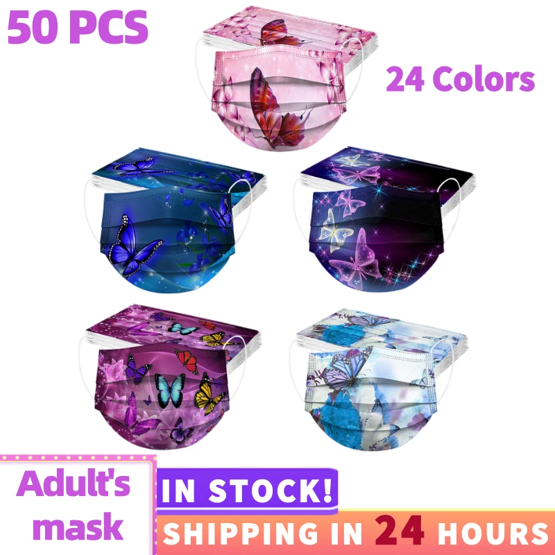50 шт. масок для лица Для женщин человек взрослый Mascarillas Desechables бабочки одноразовые