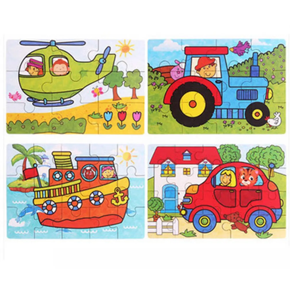 

Children's Puzzle Four In One Wooden Jigsaw Iron Box For Children's Intelligent Cartoon Toy Bricks