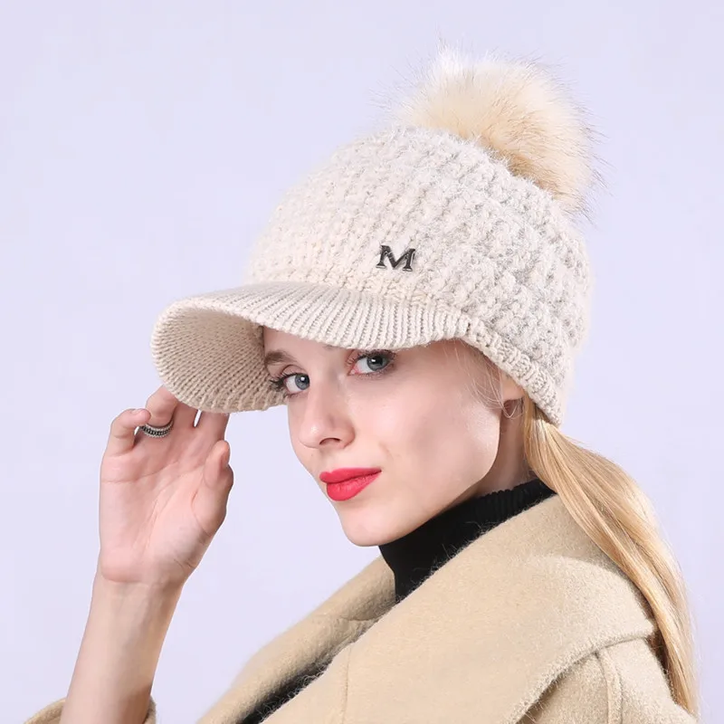 

2018 Korean-style Women's Winter New Style Brushed And Thick Warm Brim Hat M Standard of Fluff Knitted Wool Hat
