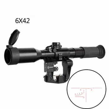 

Tactical 6X42D Sight Red Illuminated SVD AK Rifle Scope POS-1 Glass Etched Reticle Sniper Hunting RifleScopes