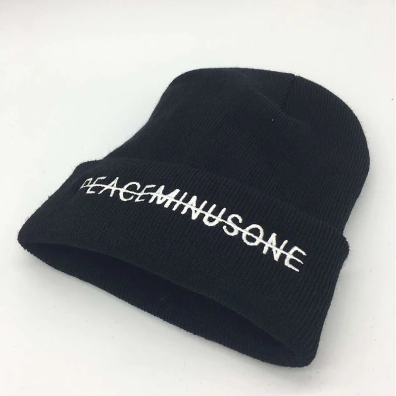 Bigbang Peaceminusone вязанные шапочки с вышивкой G-Dragon персональный альбом Kwon Ji Young Unisex аксессуар весна осень зима LJJ300 - Цвет: Black