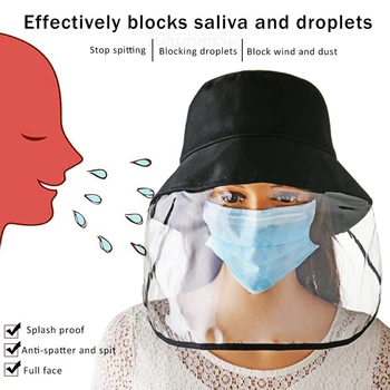 

Protective Full Face Mask Clear Safety Anti Splash Shield Anti-fog dust release Anti-saliva fisherman hat cap anti virus mask