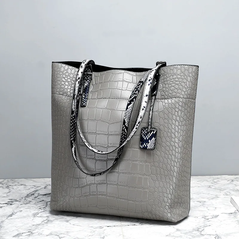 

New Style Europe And America WOMEN'S Bag Heat Simple One-Shoulder Women's Handbag Fashion Crocodile Pattern Classic Tudor Large