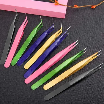 

2 Pcs 12cm Anti-magnetic Straight Black Stainless Steel Eyebrow Tweezers Eyelash Curler Clip Plucking Beauty Tools