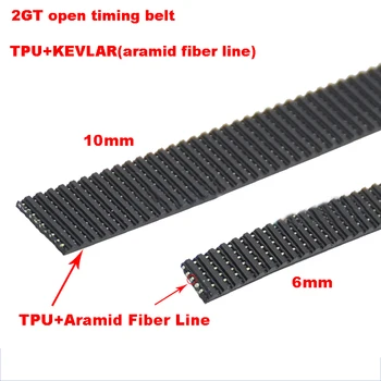 

1Meter TPU+Kevlar Open Timing Belt 2GT 6mm/10mm Width Polyurethane Belts Synchronous Wheel Transmission Belts