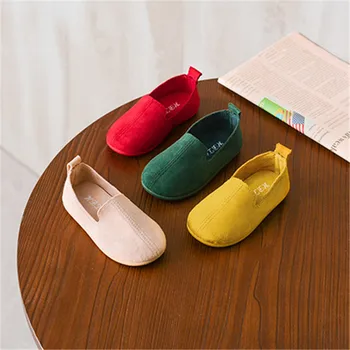 

New spring and autumn boys and girls casual suede shoes，comfortable soft low band pure candy-colored beanie shoes for children