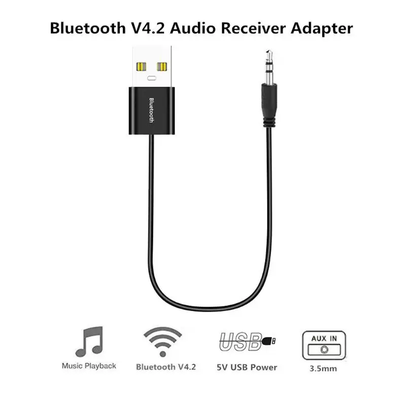 Acekool USB Bluetooth адаптер кабель программный ключ для автомобиля 3,5 мм разъем Aux Bluetooth 4,2 4,0 приемник динамик аудио музыкальный передатчик